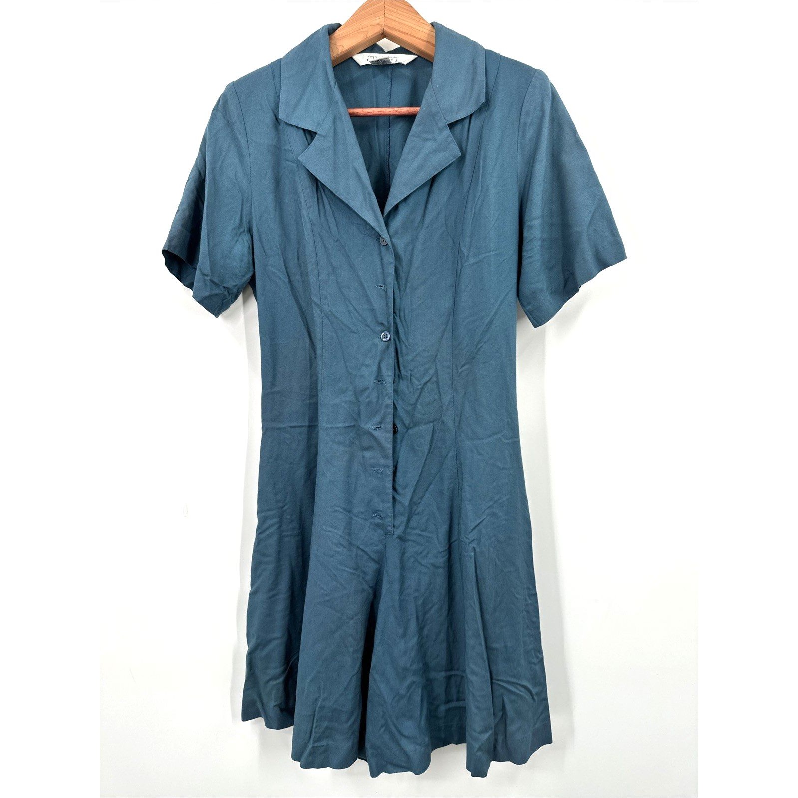 Express Shorts Romper Small Women's Blue Rayon Tie Button Collar Short Sleeve